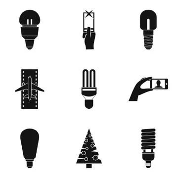 Shine icons set, simple style 스톡 일러스트