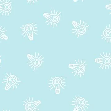 Shine light bulb line vector seamless pattern 스톡 일러스트