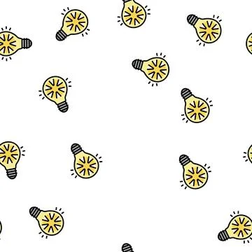 Shine light bulb vector seamless pattern Stock Illustration