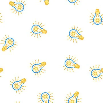 Shine light bulb vector seamless pattern Stock Illustration