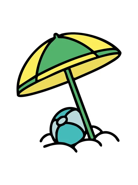 Shine light effect animation of brazilian beach parasol and beachball Stock Footage 324154125