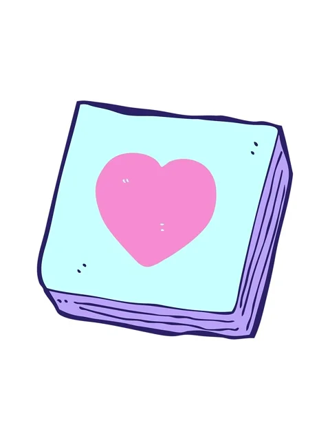 Shine light effect animation of cartoon love heart notes pad Stock Footage 324069431