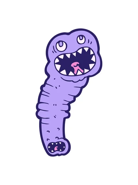 Shine light effect animation of cartoon leech Stock Footage 324112178