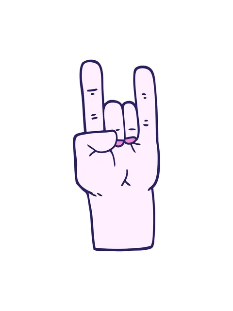 Shine light effect animation of cartoon doodle rock music hand Video stock 324219606