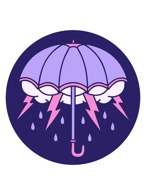 Shine light effect animation of cartoon tattoo style image of an umbrella Stock Footage 324235719