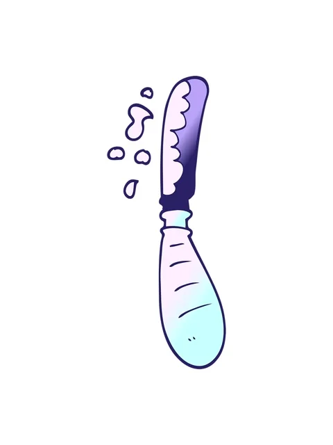 Shine light effect animation of cartoon doodle butter knife Stock Footage 324272583
