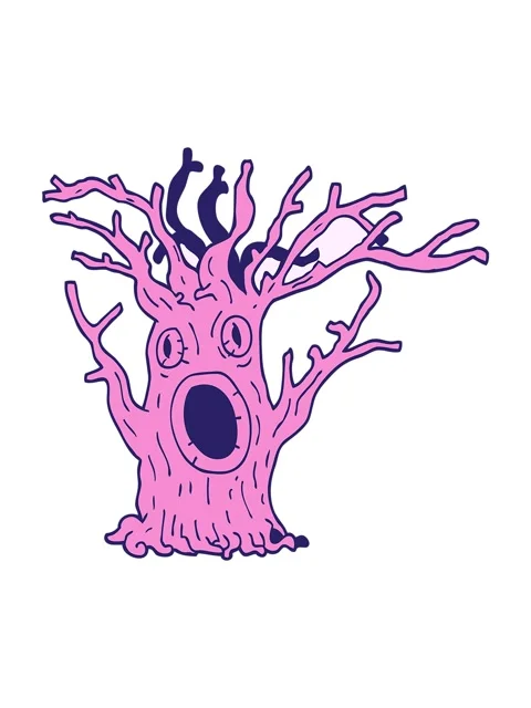 Shine light effect animation of cartoon doodle spooky tree Stock Footage 324382470