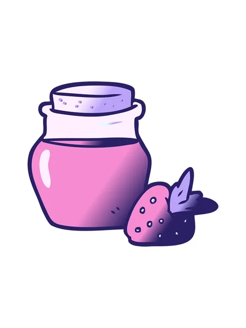 Shine light effect animation of cartoon jar of strawberry jam Stock Footage 324438775