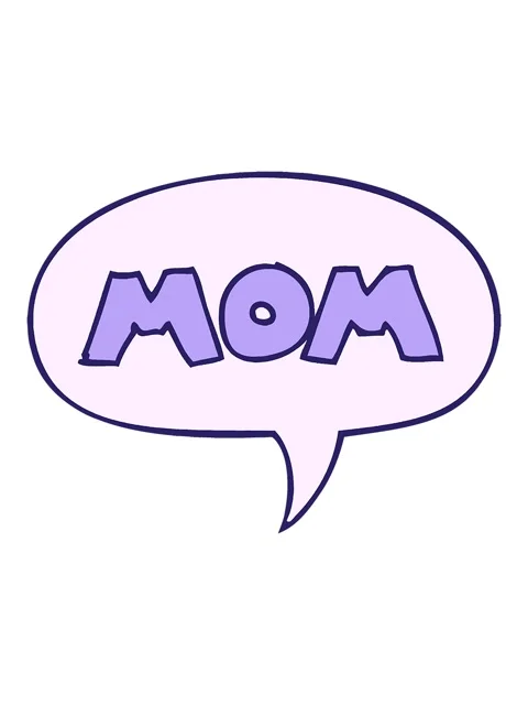 Shine light effect animation of  cartoon word mom with speech bubble in com.. 库存影片 324467135