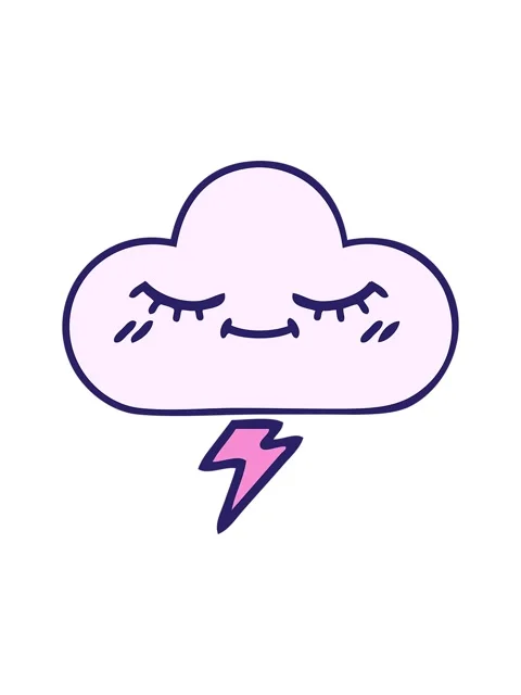 Shine light effect animation of cute cartoon of a thunder cloud image Stock Footage 324072737