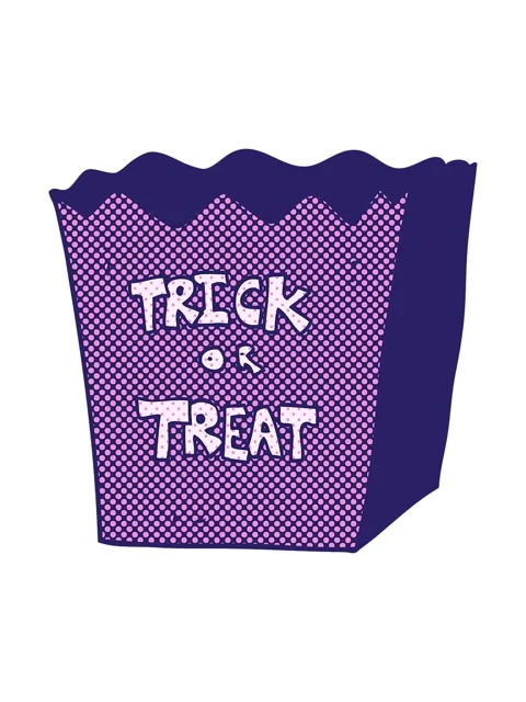 Shine light effect animation of freehand drawn cartoon trick or treat bag Stock Footage 324298119