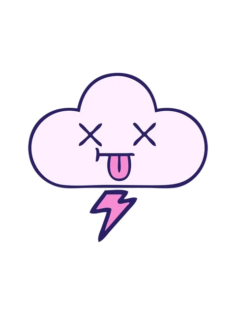 Shine light effect animation of gradient shaded cartoon of a thunder cloud Stock Footage 324049650