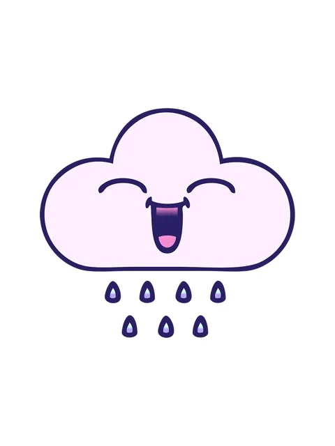 Shine light effect animation of gradient shaded cartoon of a rain cloud Stock Footage 324215780