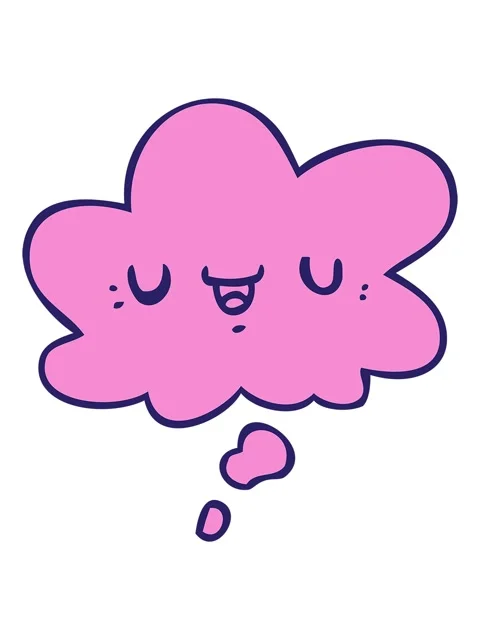 Shine light effect animation of happy cartoon face with thought bubble Stock Footage 324352254
