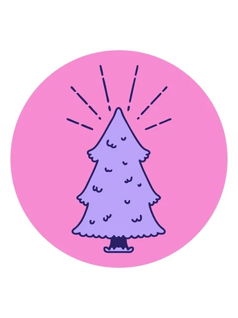 Shine light effect animation of icon of a tattoo style pine tree Stock Footage 324419659