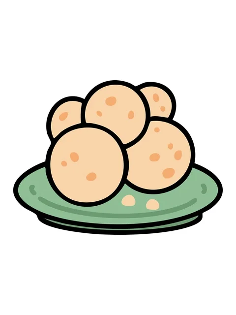 Shine light effect animation of pao de queijo brazillian cheese bread on plat Vídeos de archivo 324181429