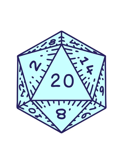 Shine light effect animation of Retro Tattoo Style D20 dice roll Stock Footage 324468687