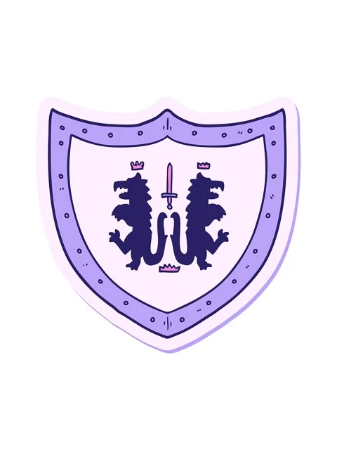 Shine light effect animation of sticker of a cartoon heraldic shield Stock Footage 324340604