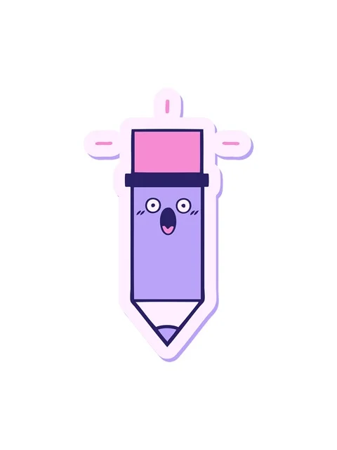 Shine light effect animation of sticker of a cartoon pencil Stock Footage 324409993