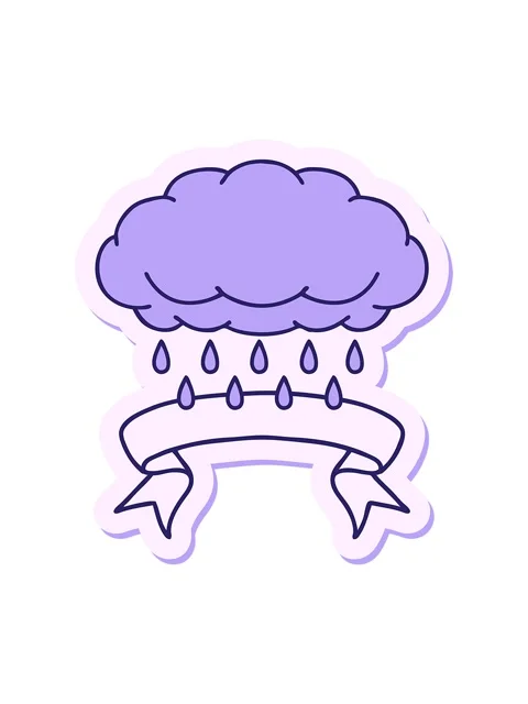 Shine light effect animation of tattoo style sticker with banner of a cloud.. Video stock 324205545