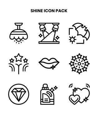 Shine Line Set Icons Pack Stock Illustration
