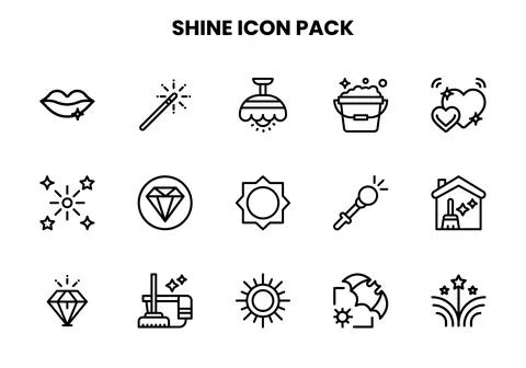 Shine Line Set Icons Pack Stock Illustration