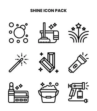 Shine Line UI Icons Pack Stock Illustration