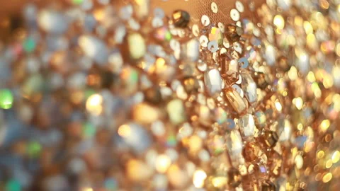 Shine of multi-colored crystals and rhinestones on a dress Video stock 86129545