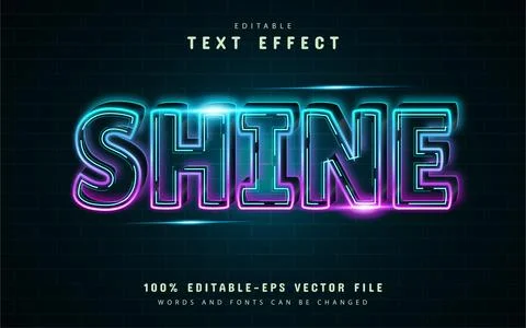 Shine neon line text effect Stock Illustration