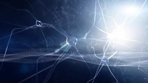 Shine nerve cells on blue digital wave background Stock Footage 340237871