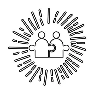 Shine Puzzle people Commitment Teamwork Together Outline Logo Stock Illustration