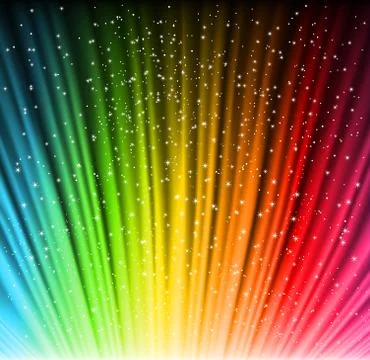 Shine rainbow background with stars. Vector Ilustración de archivo