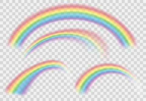Shine Rainbow Set. Vector Rainbows isolated on transparent background Illustrazione stock