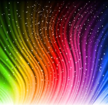 Shine rainbow wave with stars. Vector Ilustración de archivo
