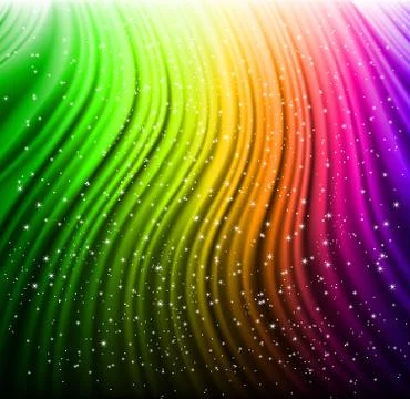 Shine rainbow wave with stars. Vector Ilustración de archivo