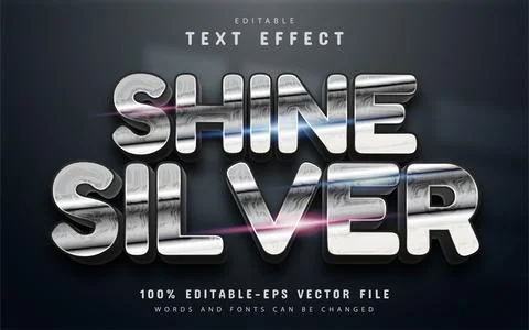 Shine silver text effect Stock Illustration