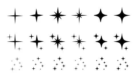 Shine sparkle star icon set Stock Illustration