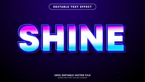 Shine text neon style editable text effect Stock Illustration