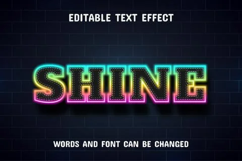 Shine text - neon style text effect editable Stock Illustration