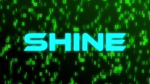 SHINE text over green binary code animation Stock Footage 306339955