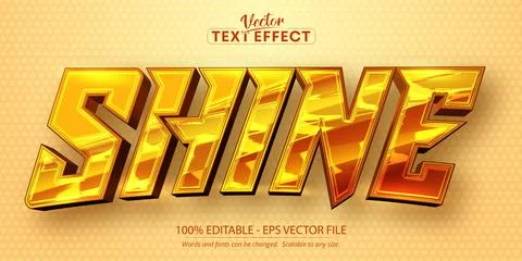 Shine text, shiny orange chrome color style editable text effect Stock Illustration