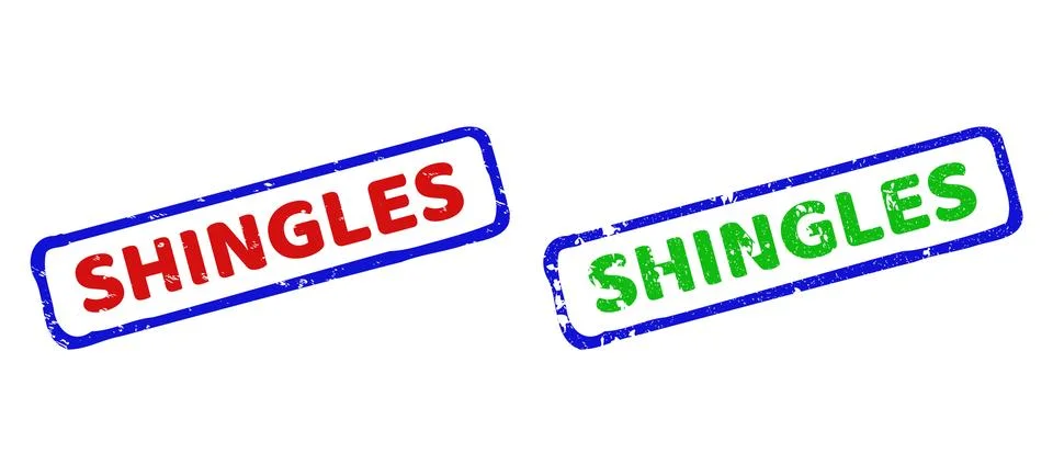 SHINGLES Bicolor Rough Rectangular Stamps with Rubber Textures Stock Illustration