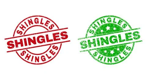 SHINGLES Round Stamp Seals with Corroded Texture Stock Illustration