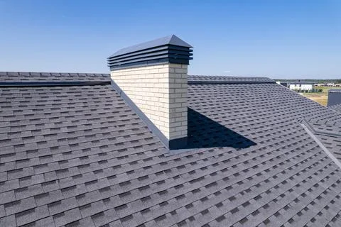 Shingles texture - close up view of asphalt roofing shingles Stock Photos