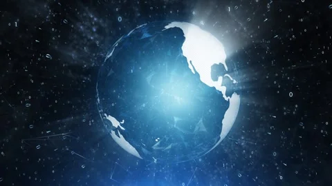 Shining 3d digital earth planet cyberspace Stock Footage 323323426