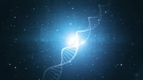 Shining 3d dna double helix chain loop rotation Stock Footage 332811018