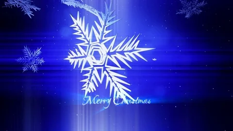 Shining 3d snowflakes float in air at night on a blue background. Use as Stock Footage 82547369