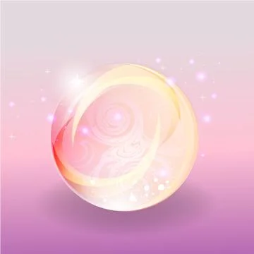 Shining abstrack magic pink  violet bubble with motion lights, cute fairy sph Illustrazione stock