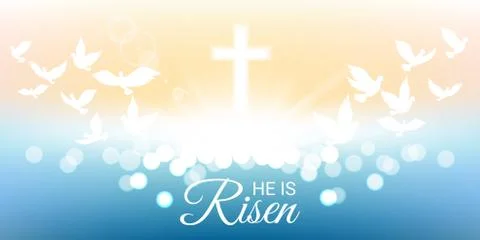 Shining and  He is risen text for Easter day Stock Illustration