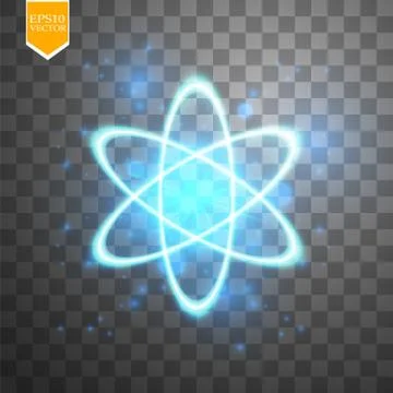 Shining atom scheme. Isolated on black transparent background. Vector Stock Illustration